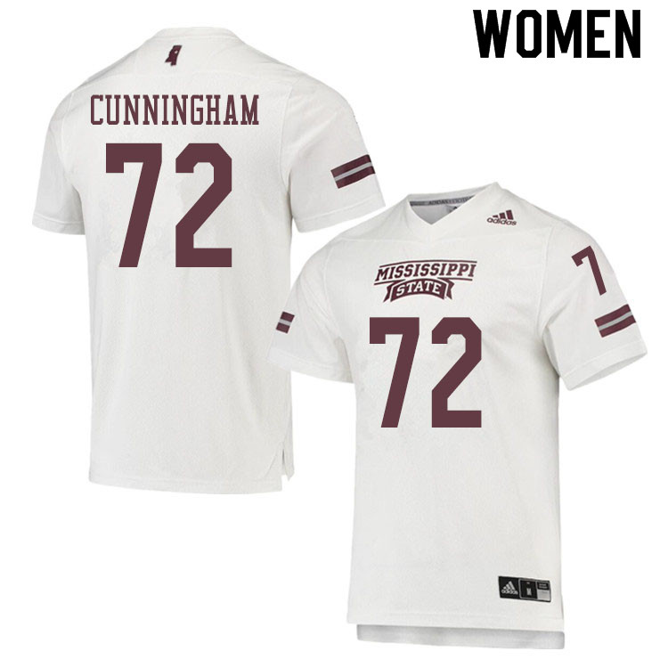 Women #72 Brandon Cunningham Mississippi State Bulldogs College Football Jerseys Sale-White